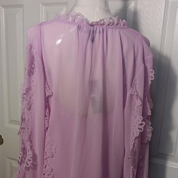 NWT! White House Black Market Lavender Lace Trim Blouse - Picture 6 of 15